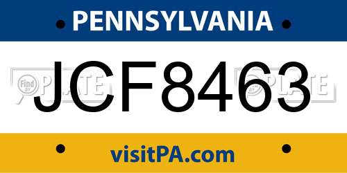 JCF8463 Pennsylvania License Plate