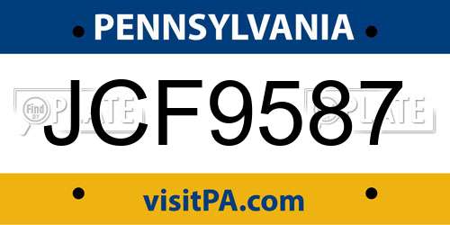 JCF9587 Pennsylvania License Plate