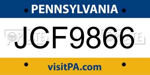 JCF9866 Pennsylvania License Plate