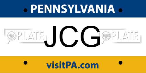JCG Pennsylvania License Plate