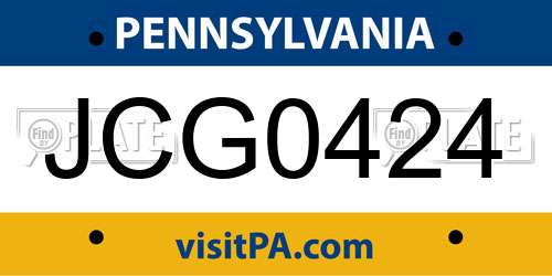 JCG0424 Pennsylvania License Plate