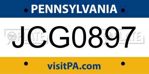 JCG0897 Pennsylvania License Plate