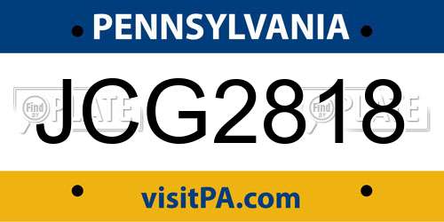 JCG2818 Pennsylvania License Plate