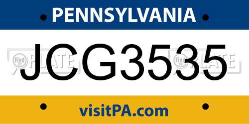 JCG3535 Pennsylvania License Plate
