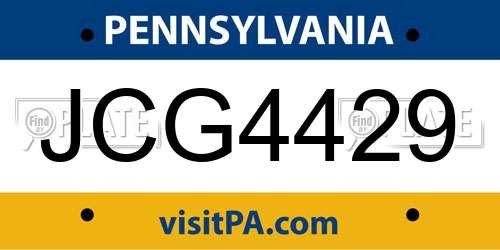 JCG4429 Pennsylvania License Plate