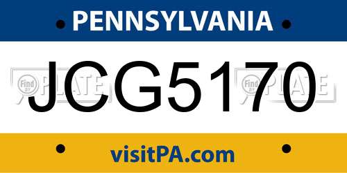 JCG5170 Pennsylvania License Plate