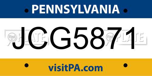 JCG5871 Pennsylvania License Plate