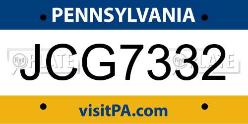 JCG7332 Pennsylvania License Plate
