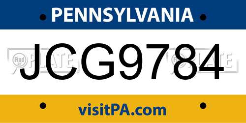 JCG9784 Pennsylvania License Plate