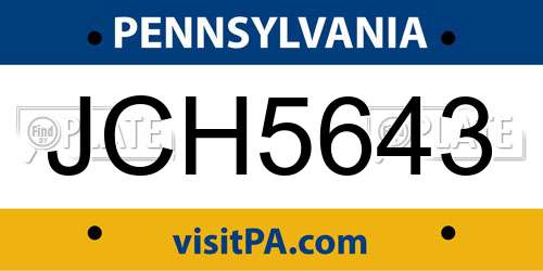 JCH5643 Pennsylvania License Plate