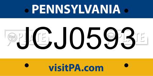 JCJ0593 Pennsylvania License Plate