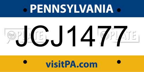 JCJ1477 Pennsylvania License Plate