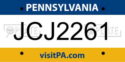 JCJ2261 Pennsylvania License Plate