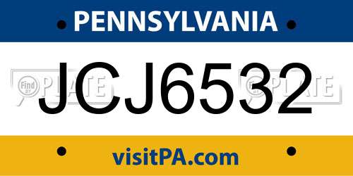 JCJ6532 Pennsylvania License Plate