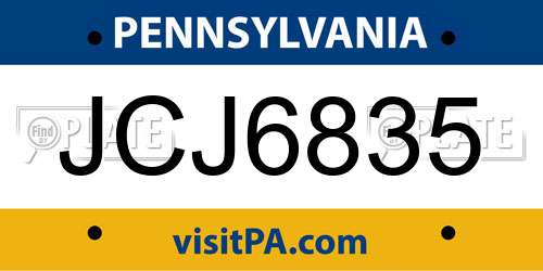 JCJ6835 Pennsylvania License Plate