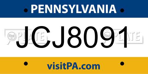 JCJ8091 Pennsylvania License Plate