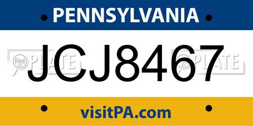 JCJ8467 Pennsylvania License Plate