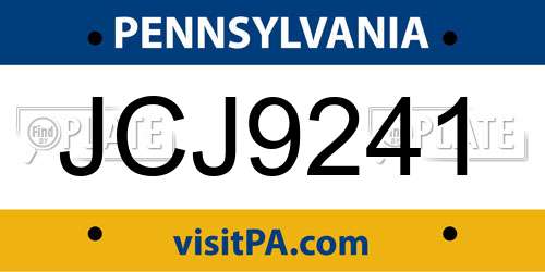 JCJ9241 Pennsylvania License Plate