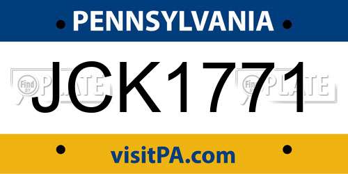 JCK1771 Pennsylvania License Plate