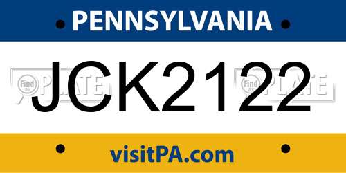 JCK2122 Pennsylvania License Plate