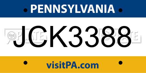 JCK3388 Pennsylvania License Plate