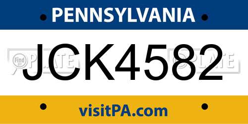 JCK4582 Pennsylvania License Plate