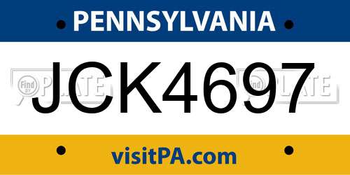 JCK4697 Pennsylvania License Plate