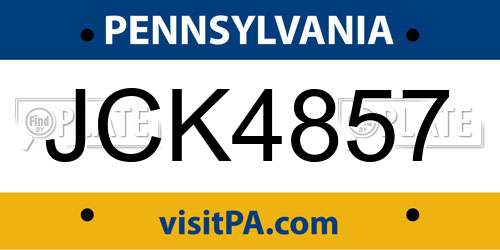 JCK4857 Pennsylvania License Plate