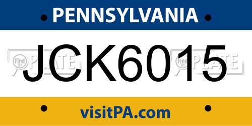 JCK6015 Pennsylvania License Plate