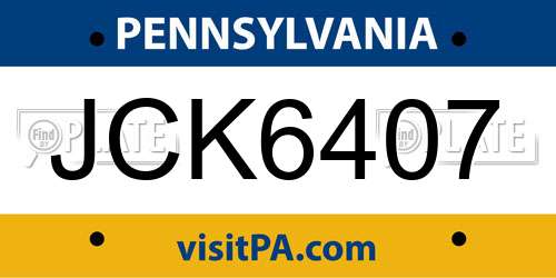 JCK6407 Pennsylvania License Plate
