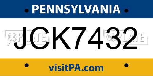 JCK7432 Pennsylvania License Plate