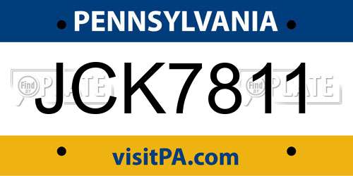 JCK7811 Pennsylvania License Plate