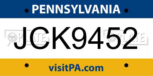 JCK9452 Pennsylvania License Plate
