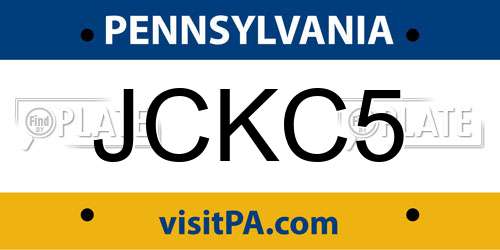 JCKC5 Pennsylvania License Plate
