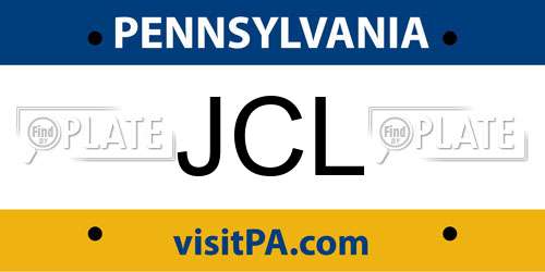 JCL Pennsylvania License Plate