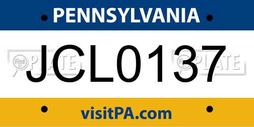 JCL0137 Pennsylvania License Plate