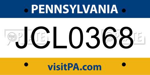 JCL0368 Pennsylvania License Plate