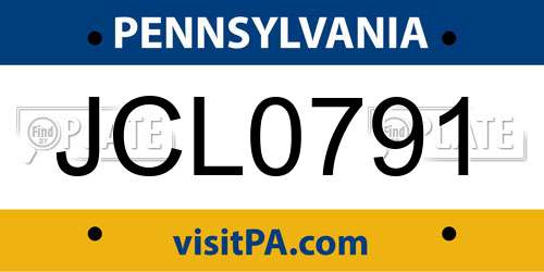 JCL0791 Pennsylvania License Plate