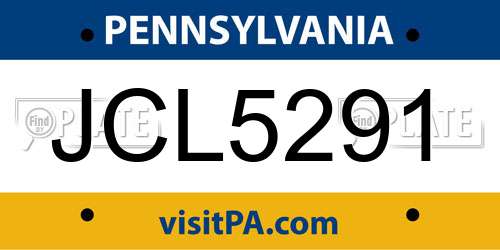 JCL5291 Pennsylvania License Plate