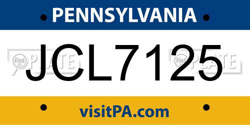 JCL7125 Pennsylvania License Plate