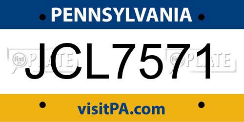 JCL7571 Pennsylvania License Plate