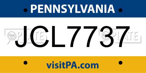 JCL7737 Pennsylvania License Plate