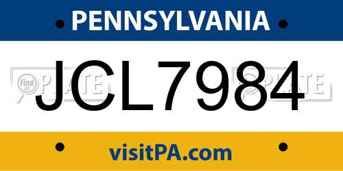 JCL7984 Pennsylvania License Plate