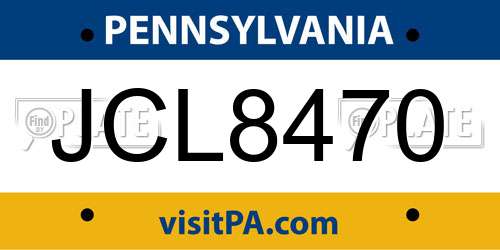 JCL8470 Pennsylvania License Plate