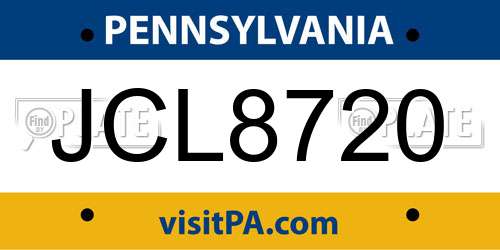 JCL8720 Pennsylvania License Plate