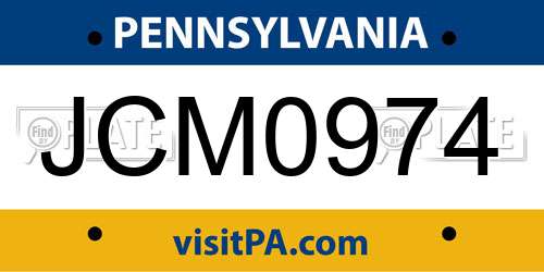 JCM0974 Pennsylvania License Plate