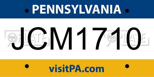 JCM1710 Pennsylvania License Plate