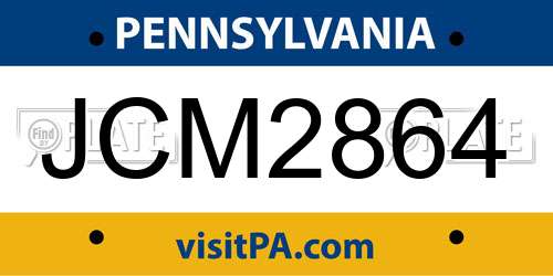 JCM2864 Pennsylvania License Plate