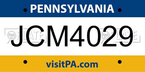 JCM4029 Pennsylvania License Plate