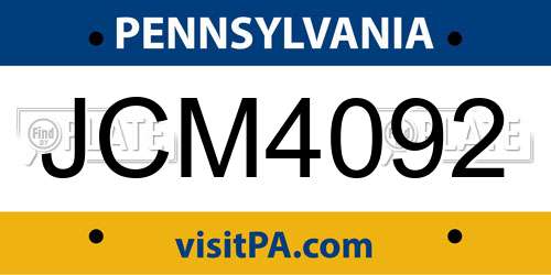 JCM4092 Pennsylvania License Plate